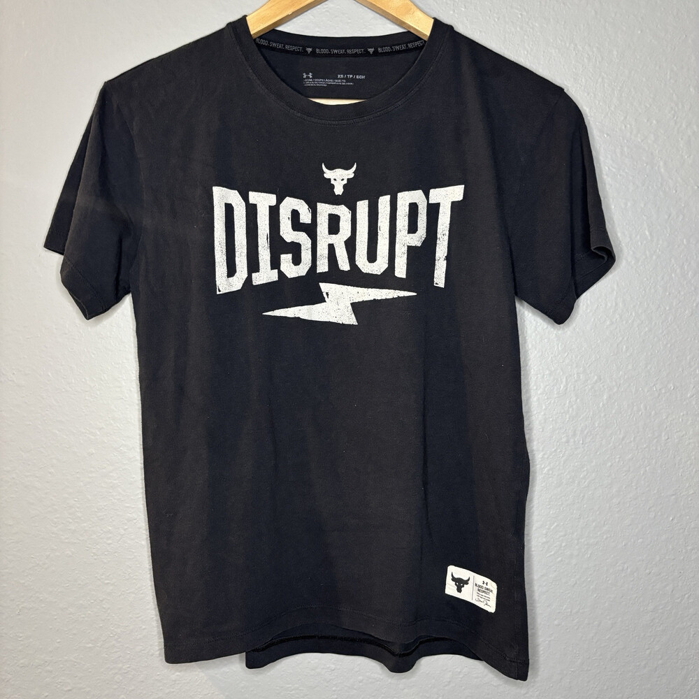 Under Armour Project Rock Disrupt Women’s T Shirt Size XS #30770 Black Workout